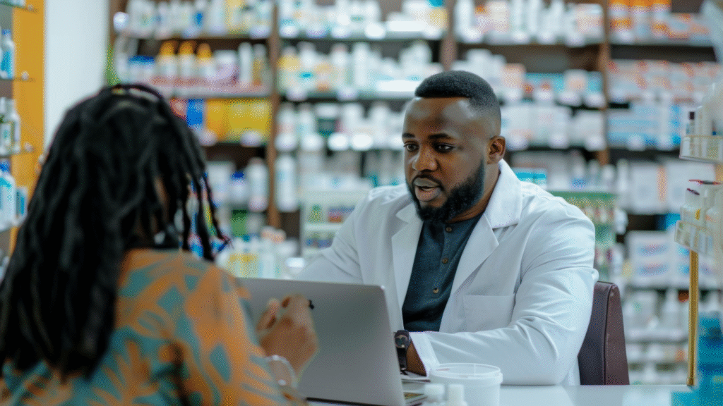 pharmacist and patient